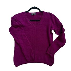 Charter Club Luxury 100% Cashmere Berry V-Neck Sweater XS NWOT